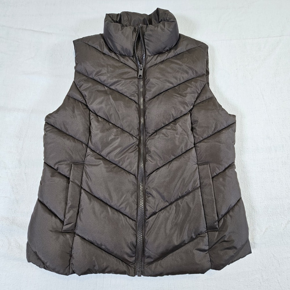 Cole Haan Signature Chevron Vest Womans Small S/P Quilted Vest Puffer Brown